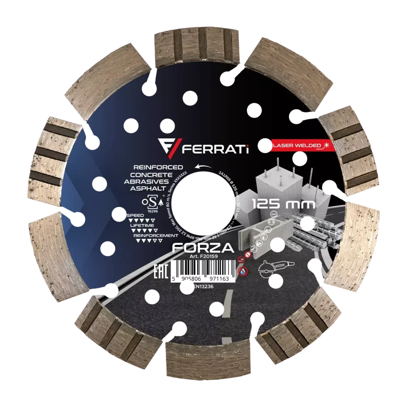 Tarcza diamentowa tnca 1A1RSS 125mm 22,23mm FORZA FERRATi
