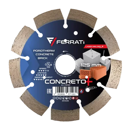 Tarcza diamentowa tnąca 1A1RSS C3-W 125mm 22,23mm CONCRETO PLUS FERRATi