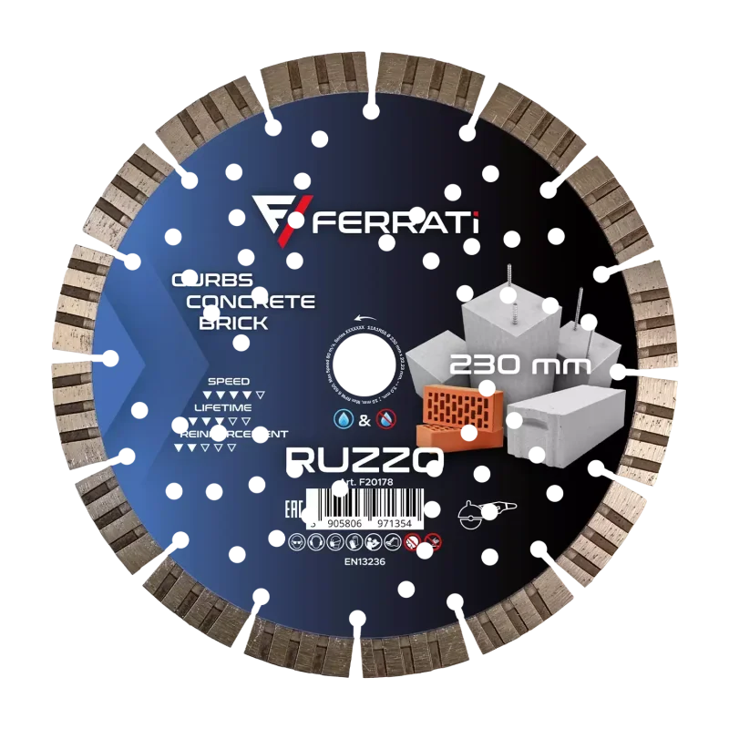 Tarcza diamentowa tnąca 1A1RSS-W 230mm 22,23mm RUZZO FERRATi