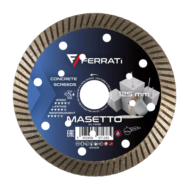 Tarcza diamentowa tnąca 1A1R TURBO 125mm 22,23mm MASETTO FERRATi