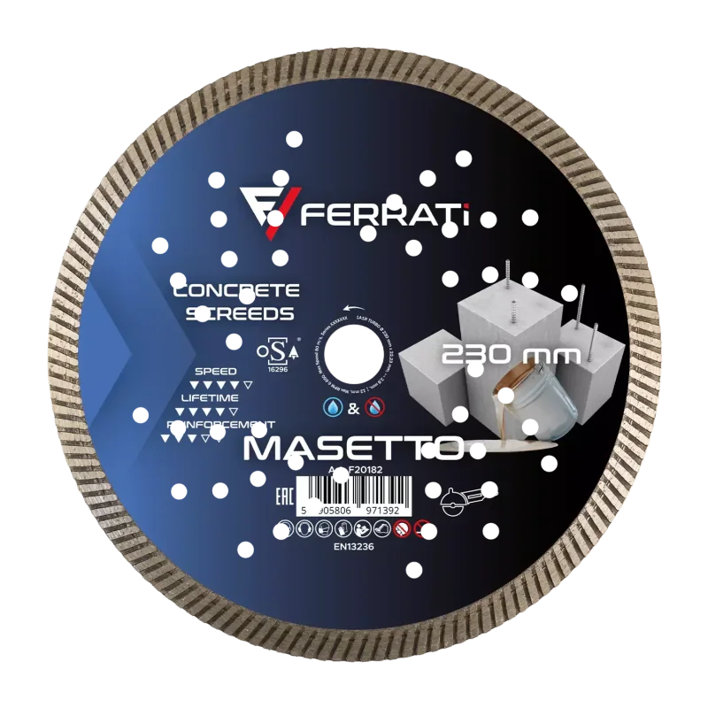 Tarcza diamentowa tnąca 1A1R TURBO 230mm 22,23mm MASETTO FERRATi