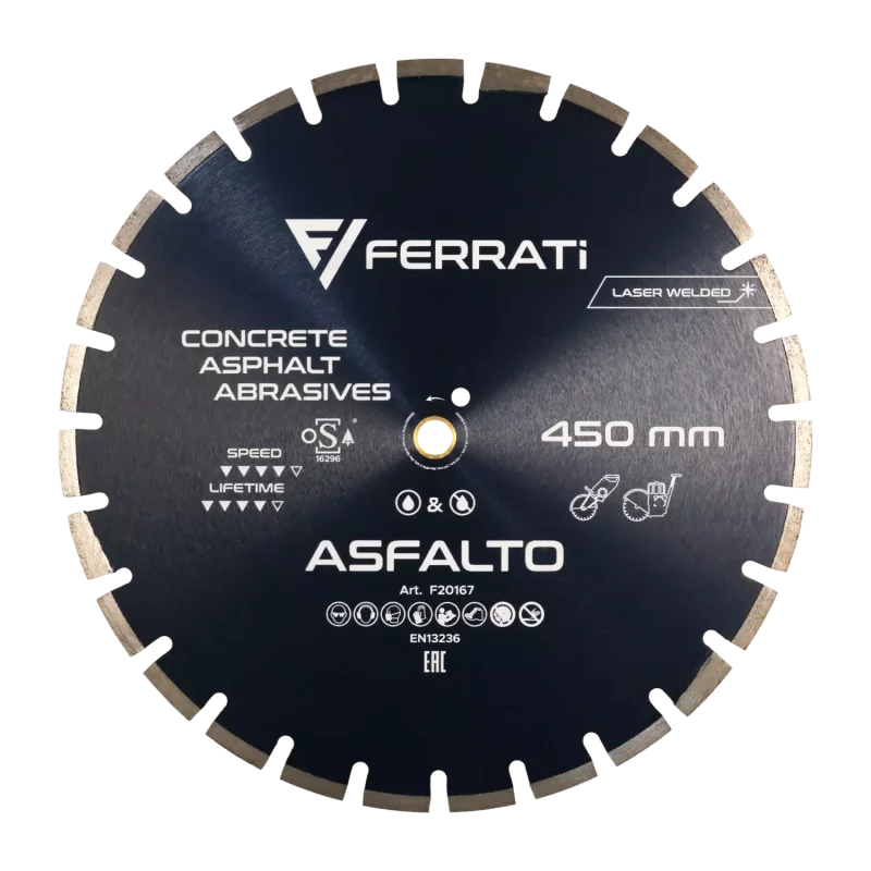 Tarcza diamentowa tnąca 1A1RSS C1S 450mm 25,4-F4mm ASFALTO FERRATi