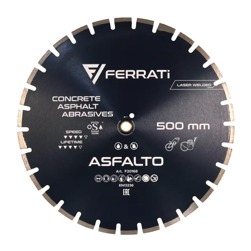 Tarcza diamentowa tnąca 1A1RSS C1S 500mm 25,4-F4mm ASFALTO FERRATi
