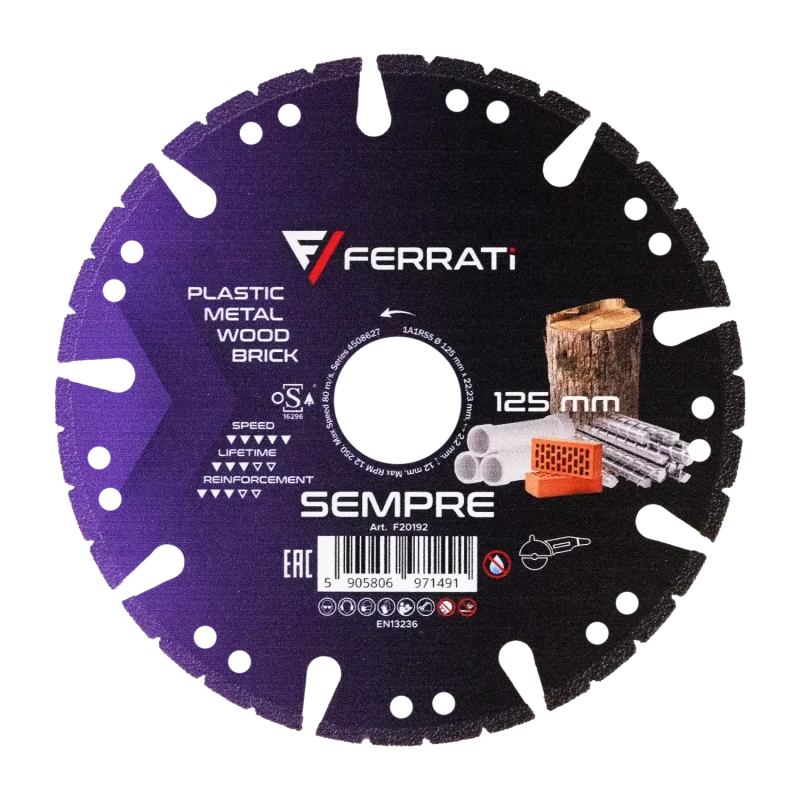 Tarcza diamentowa tnąca 1A1RSS 125mm 22,23mm SEMPRE FERRATi