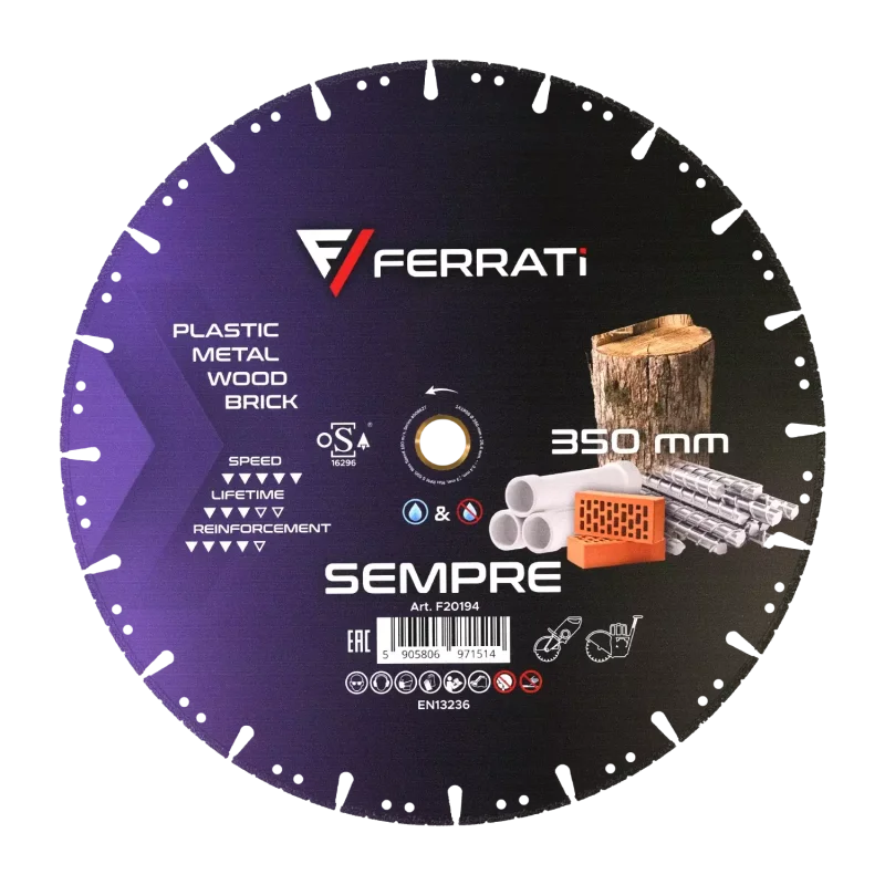 Tarcza diamentowa tnąca 1A1RSS 350mm 25,4mm SEMPRE FERRATi