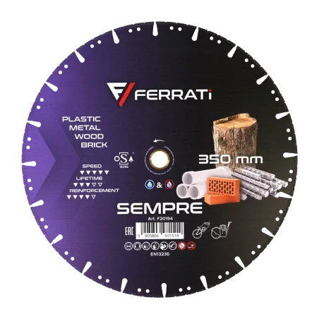 Tarcza diamentowa tnąca 1A1RSS 350mm 25,4mm SEMPRE FERRATi