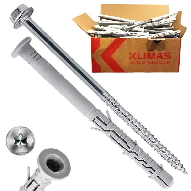 Kołek ramowy rozporowy z wkrętem z łbem sześciokątnym 8,0 x 100