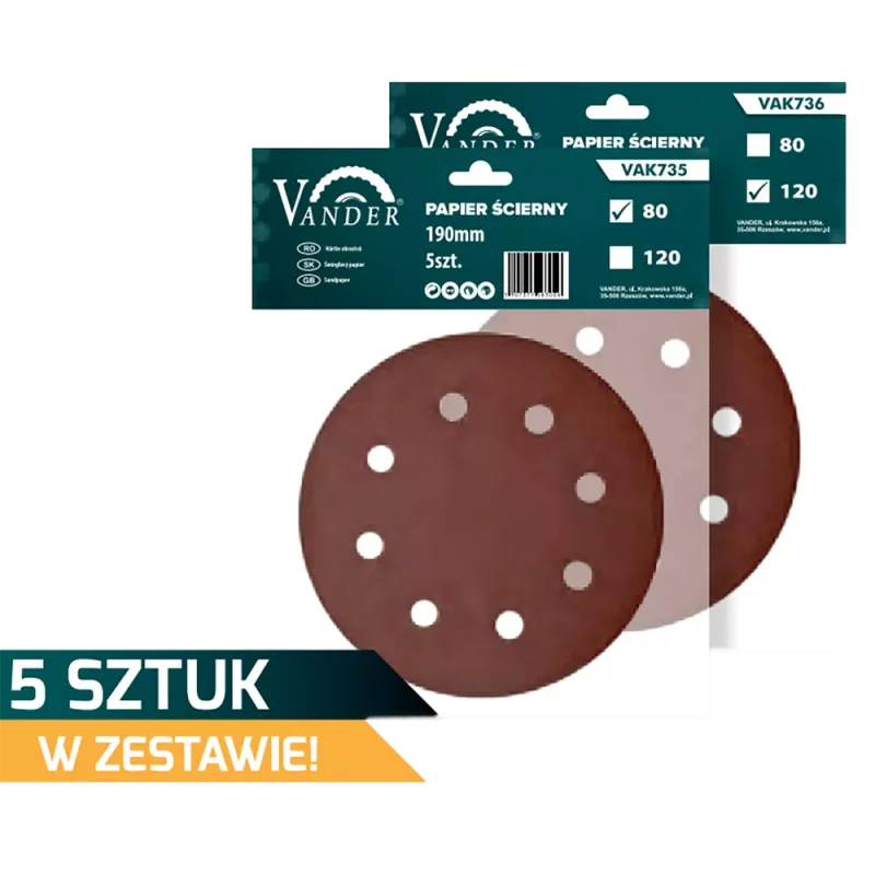 Papierowy dysk ścierny 190mm gr.180/5szt/Vander