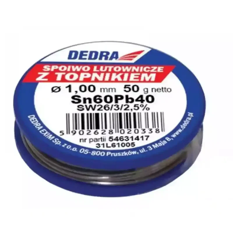 Spoiwo lutownicze z topnikiem/ lut ( cyna ) DEDRA