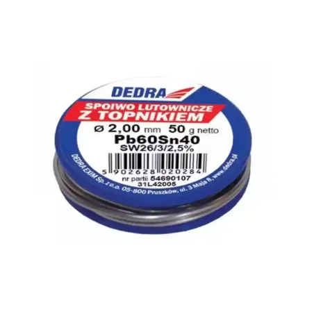 LUT z topnikiem, 2.0mm, 50g, 40%SN, Pb60Sn40 31L42005 DEDRA