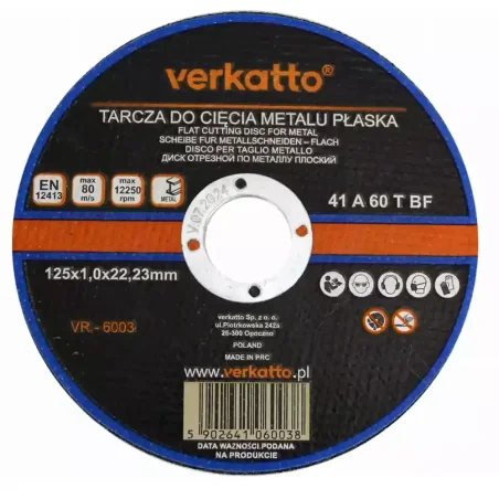 Tarcza do cięcia metalu płaska 125x1,0mm