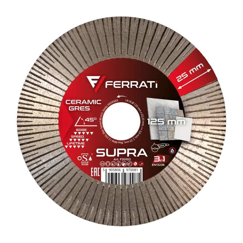 Tarcza Diamentowa 1A1R 125mm SUPRA FERRATi do szlifowania i cięcia