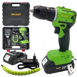Wiertarko-wkrętarka akumulatorowa Procraft 18V 50 Nm 13mm 2Ah 1aku
