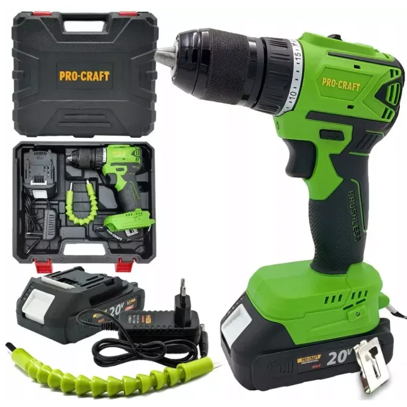 Wiertarko-wkrętarka akumulatorowa Procraft 18V 50 Nm 13mm 2Ah 1aku