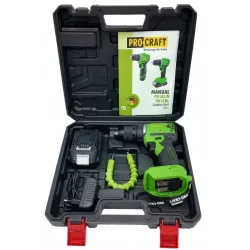 Wiertarko-wkrętarka akumulatorowa Procraft 18V 50 Nm 13mm 2Ah 1aku