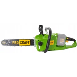 Akumulatorowa pilarka łańcuchowa Procraft PCA40/2 (bez akum. i ładowarki) Prędkość liniowa łańcucha: 14,65 m/s Długość prowadnic
