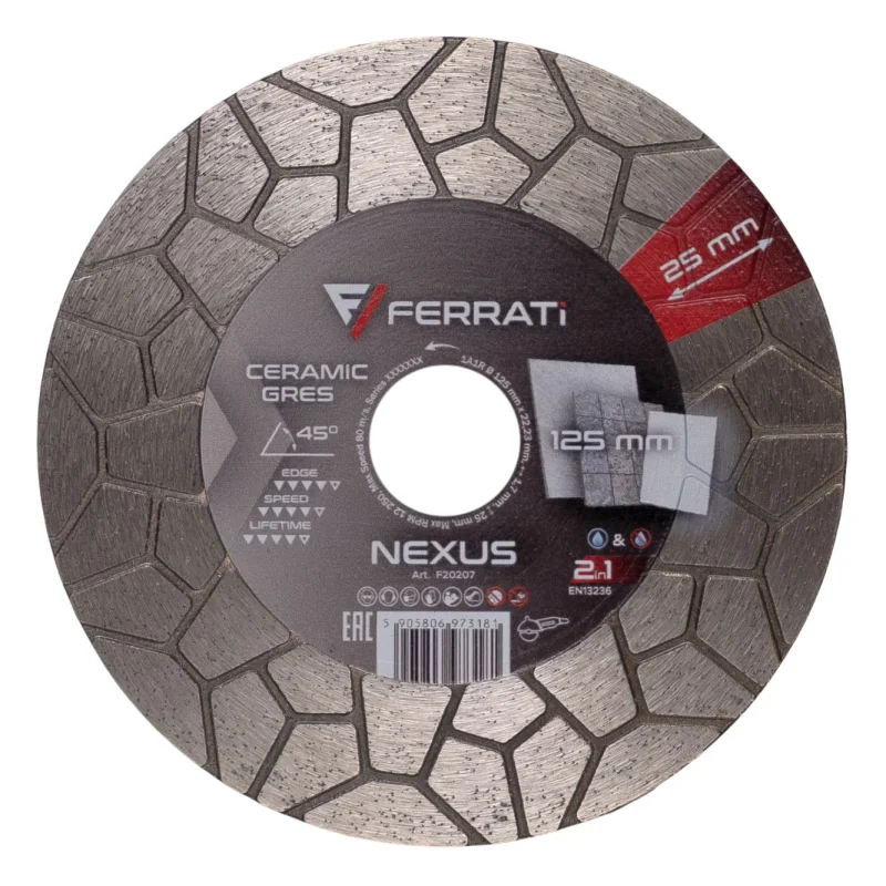 Tarcza diamentowa tnąca i szlifująca 1A1R 125mm 22,23mm NEXUS FERRATi