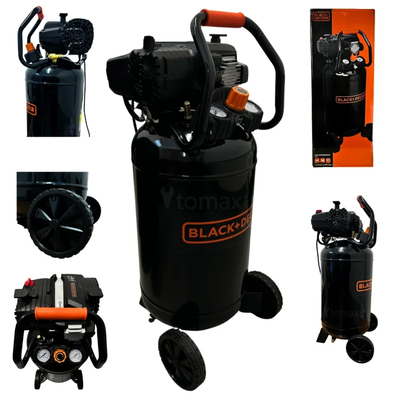 Kompresor bezolejowy 50L 10bar aż 222l/min pionowy wydajny Black+Decker