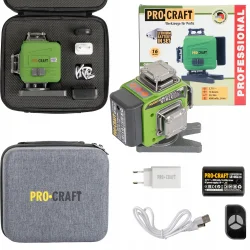 PROCRAFT Laser krzyżowy zielony poziomica laserowa 360 4,0Ah LE-4GL