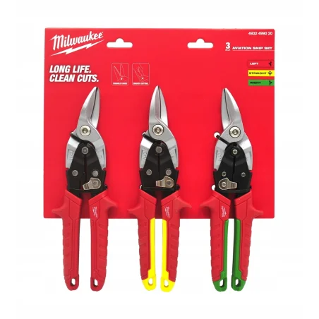 Zestaw nożyc do blachy 3 szt. lewe prawe i proste Milwaukee 4932499020