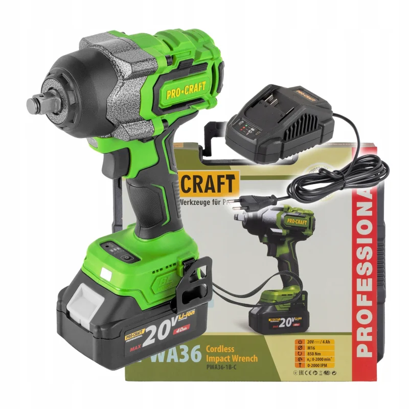 Akumulatorowy klucz udarowy Procraft PWA36-1B-C (1 aku. i ładowarka)