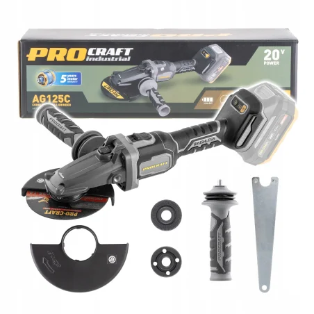Szlifierka kątowa aku z głowicą płaską Procraft Industrial AG125C bb