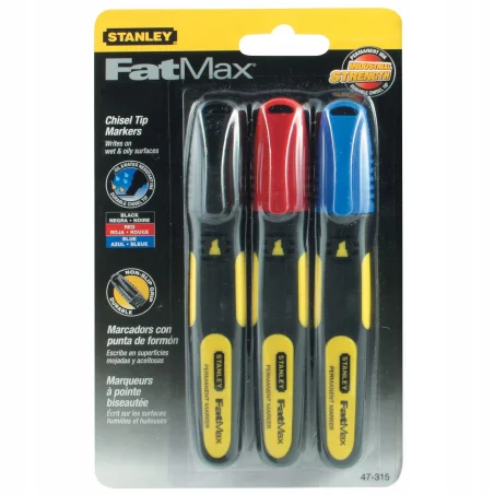 Marker ścięty XL kolory:czarny, czerwony, niebieski STANLEY FatMax (op.zb.12szt)