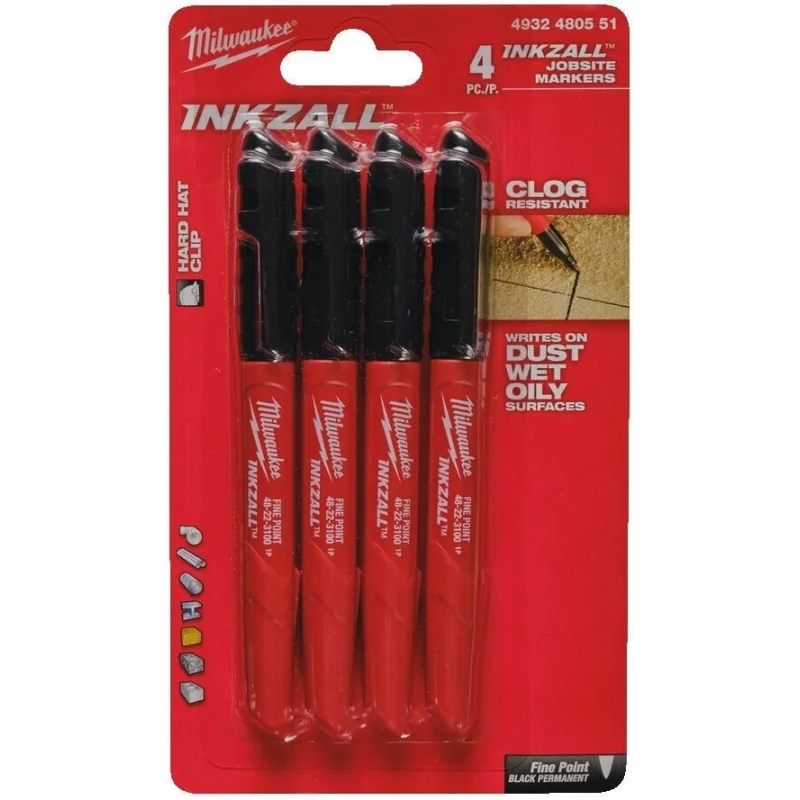 Marker permanentny czarny Milwaukee 4 szt. 4932480551