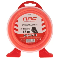 Żyłka tnąca NAC kwadrat 2,0 mm x 15 m pomarańczowa do kosy podkaszarki
