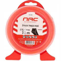 Żyłka tnąca NAC kwadrat 2,4 mm x 12 m pomarańczowa kosy podkaszarki