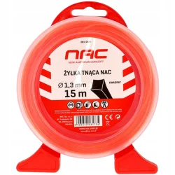 Żyłka tnąca NAC kwadrat 1,3 mm x 15 m pomarańczowa do kosy podkaszarki