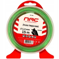 Żyłka tnąca NAC gwiazdka 1,3 mm x 15 m zielona do kosy podkaszarki kosiarki