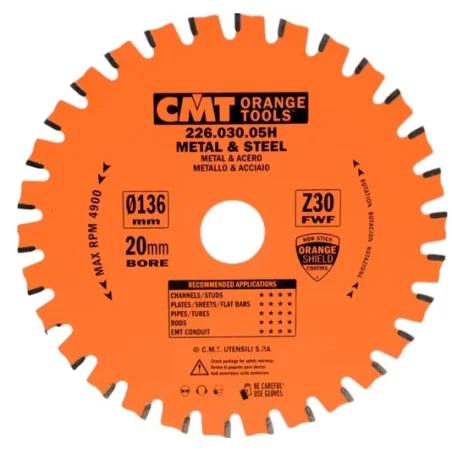 CMT Piła tarcza tnąca do stali na sucho 136x20 mm 30Z 226.030.05H