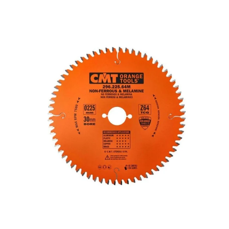 CMT Piła tarczowa do aluminium laminatu 225x30 mm 64Z 296.225.64M