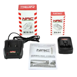 NOŻYCE DO ŻYWOPŁOTU (zestaw), ostrze 40 cm, zawiera: 1x aku 18V, 2,0Ah i ładowarka NAC