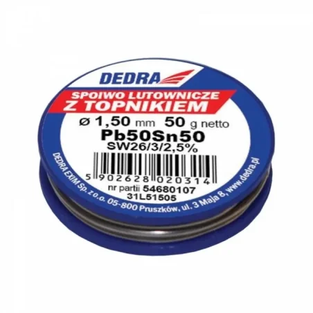LUT z topnikiem, 1.5mm, 50g, 50%SN, Pb50Sn50 31L51505 DEDRA