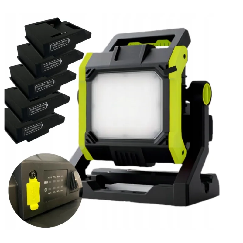 Naświetlacz akumulatorowy lampa robocza LED halogen 35W+5 adapterów baterii