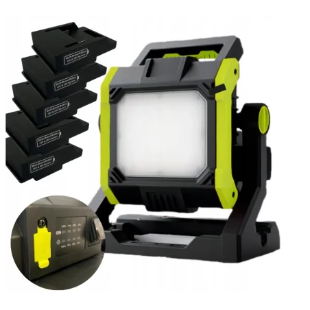 Naświetlacz akumulatorowy lampa robocza LED halogen 35W+5 adapterów baterii