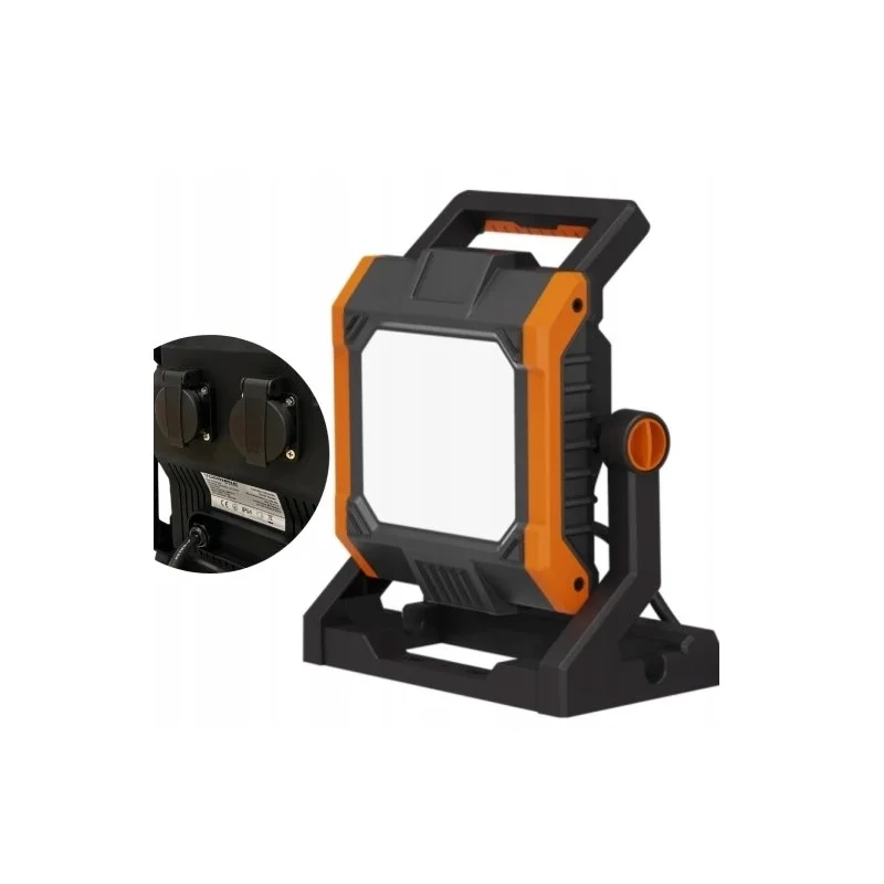 Lampa robocza naświetlacz LED halogen 55W warsztatowa + 2 gniazda IP54