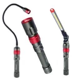 Latarka akumulatorowa Germina VELA 3w1 wymienne głowice walizka 2200mAH