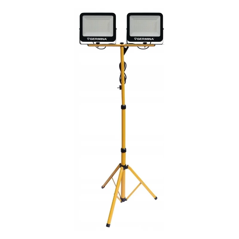 Naświetlacz LED na statywie 2x100W (2x m) b.zimny 6400K żółty IP65 GERMINA