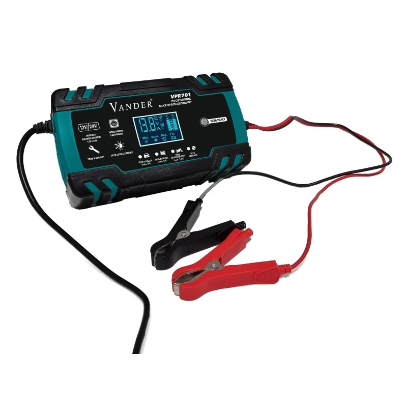 Prostownik samochodowy akumulatorowy mikroprocesorowy 12V/24V