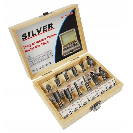 FREZY KSZTAŁTOWE DO DREWNA 12EL. ZESTAW FREZÓW 12SZT