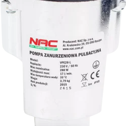 POMPA GŁĘBINOWA MEMBRANOWA 280W,1020l/h NAC (op.4szt)