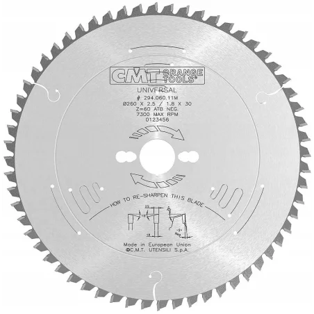 260x30x25mm T60 PIŁA TARCZOWA 294.060.11M CMT