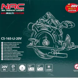 Pilarka tarczowa akumulatorowa 20v, 165mm CS-165-LI-20V NAC