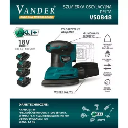 Szlifierka oscylacyjna delta 18V VSO848 \ body\ VANDER