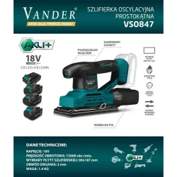 Szlifierka oscylacyjna prostokątna 18V VSO847 \ body\ VANDER
