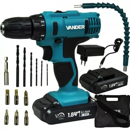Wkrętarko-wiert. dwubiegowa 18V/2x1,5Ah z regulacją  BWA518 VANDER