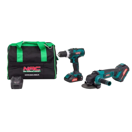 Zestaw wiertarko-wkrętarka+szlifierka kątowa 20V CDB-LI-20V+AGE-125- LI-20V NAC